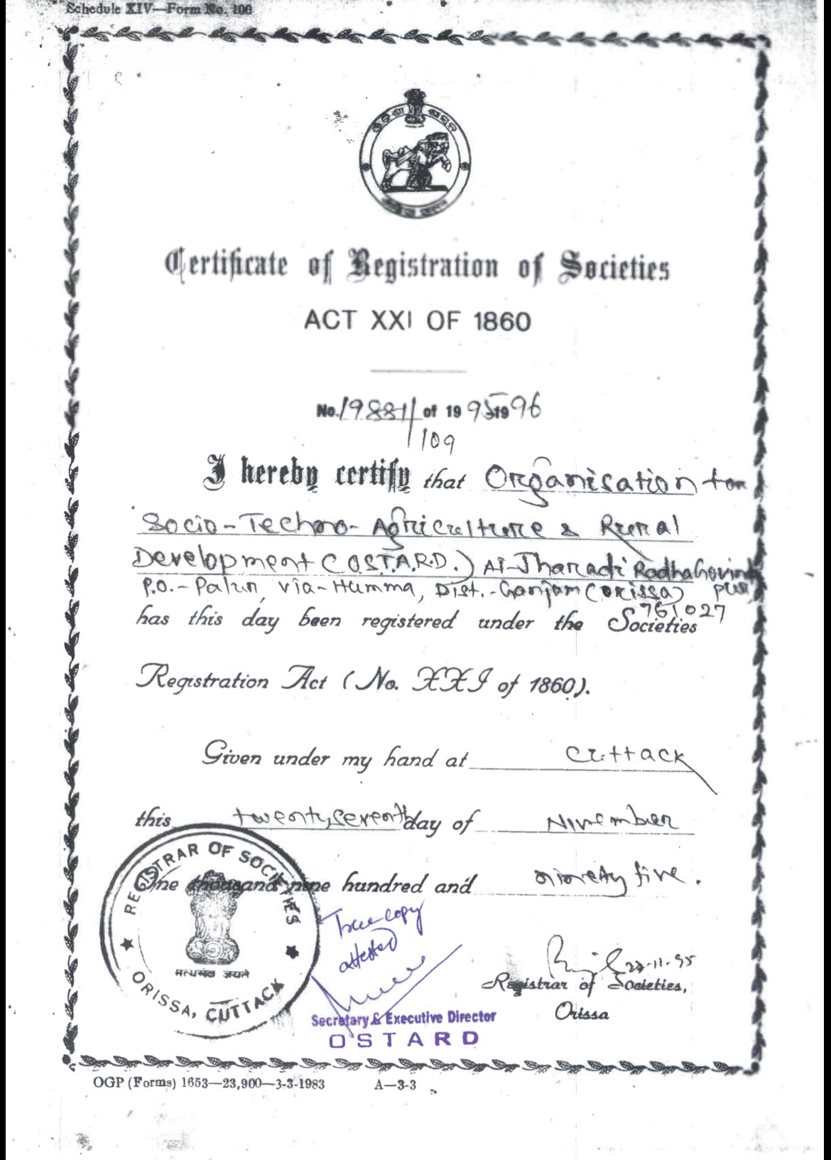 Registration Certificate
